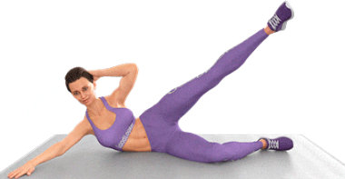 Flexiones laterales de abdominales y balanceo de pierna
